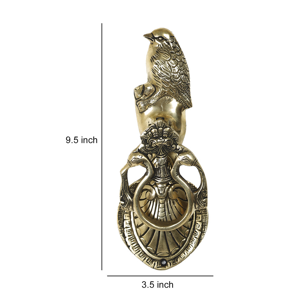 Brass Metal Handcrafted Bird Door Knocker (9.5 x 3.5 in)