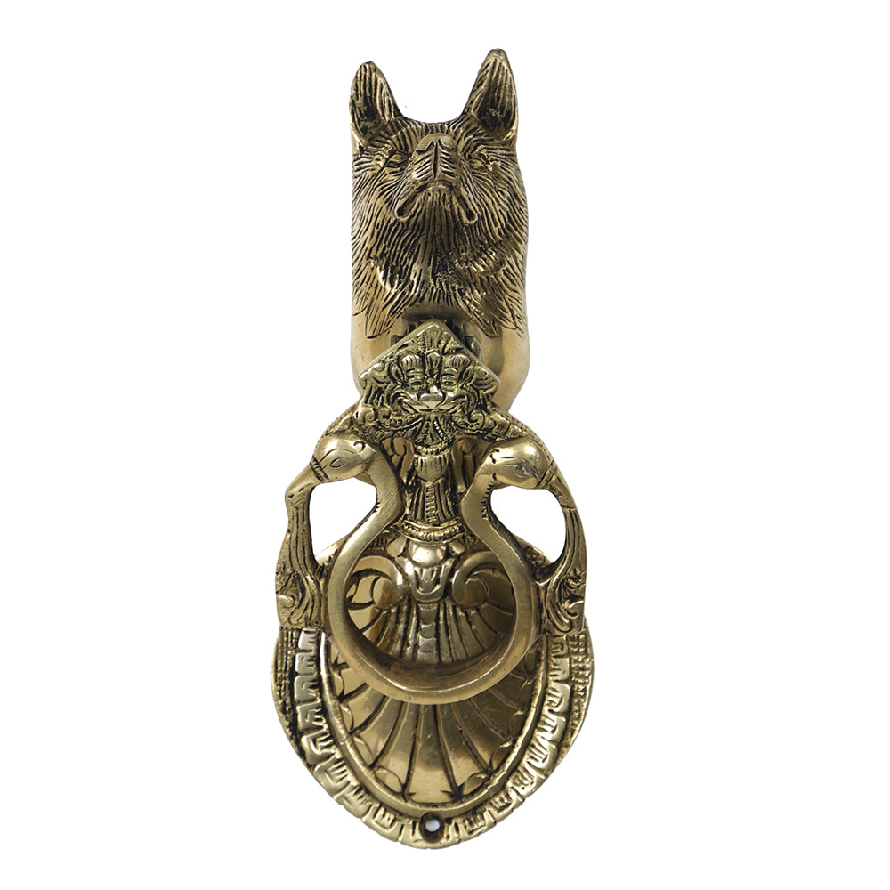 Brass Metal Handcrafted Dog Door Knocker (8.7 x 3.5 in)