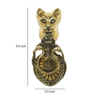 Brass Metal Handcrafted Cat Door Knocker (8.5 x 3.5 in)