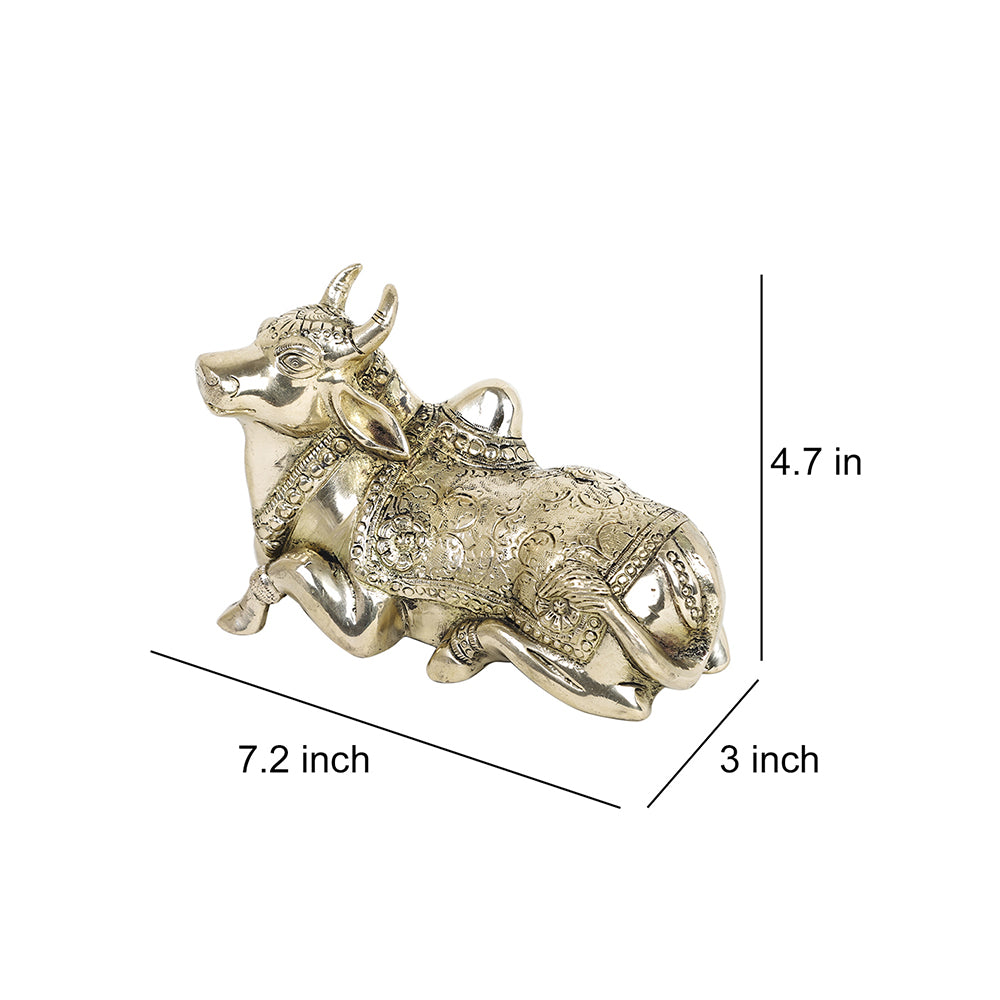 Brass Metal Handcrafted Nandi Table Top Accent (7.2 x 3 in)