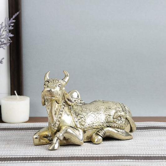 Brass Metal Handcrafted Nandi Table Top Accent (7.2 x 3 in)