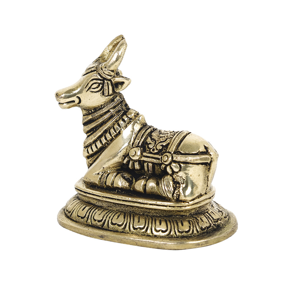 Brass Metal Handcrafted Nandi Table Top Accent (3 x 2 in)