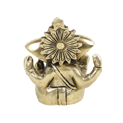 Brass Metal Handcrafted 4 Hands Lord Ganesha (1.1 x 2.2 in)