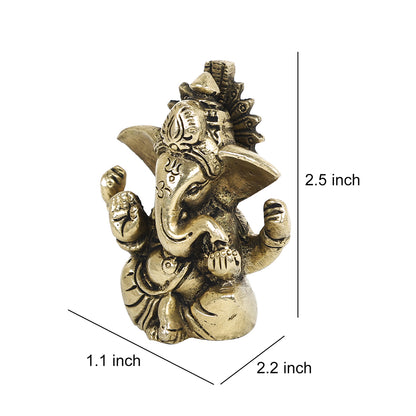 Brass Metal Handcrafted 4 Hands Lord Ganesha (1.1 x 2.2 in)