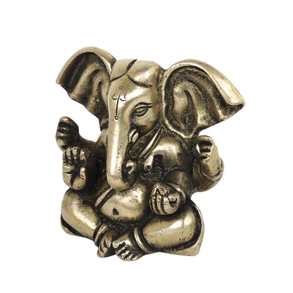 Brass Metal Handcrafted 4 Hands Lord Ganesha (2 x 3.7 in)