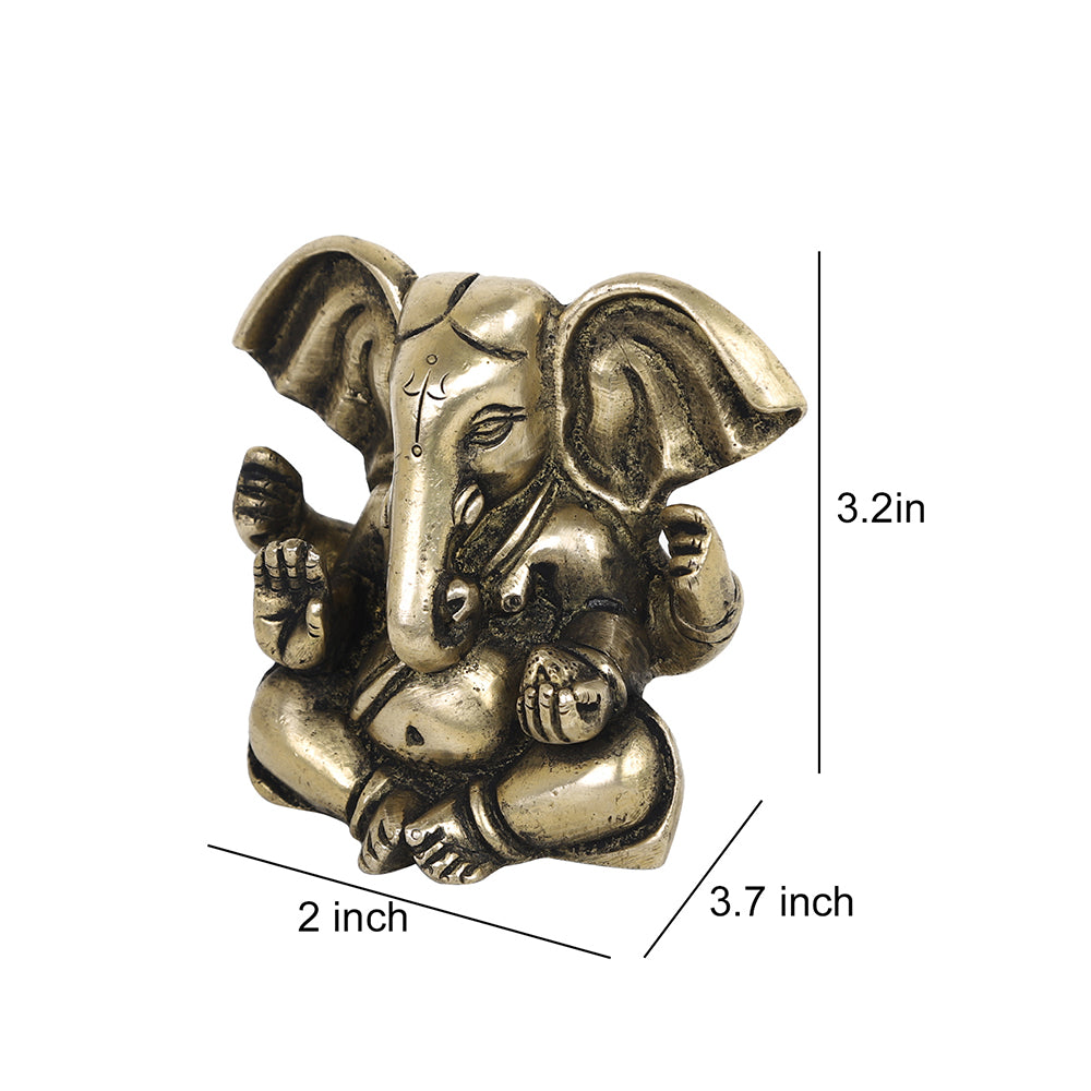 Brass Metal Handcrafted 4 Hands Lord Ganesha (2 x 3.7 in)