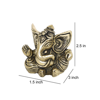 Brass Metal Handcrafted 2 Hands Lord Ganesha (1.5 x 3 in)