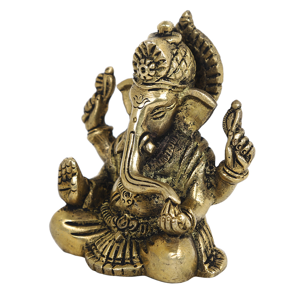 Brass Metal Handcrafted 4 Hands Lord Ganesha (3 x 1.5 in)