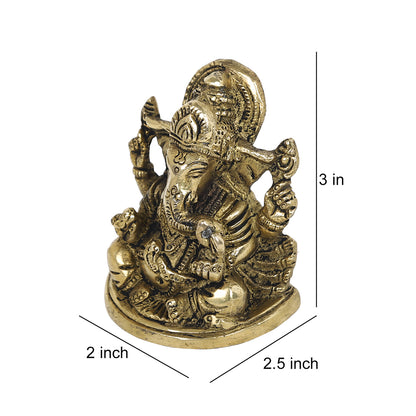 Brass Metal Handcrafted 4 Hands Lord Ganesha (2 x 2.5 in)
