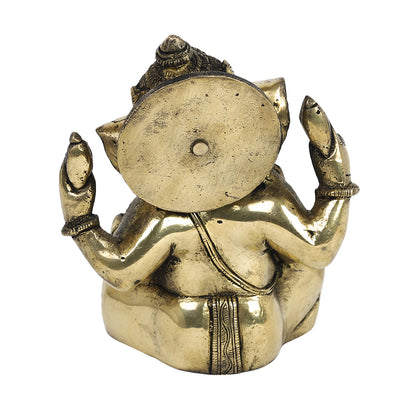 Brass Metal Handcrafted 4 Hands Lord Ganesha (3 x 5.7 in)