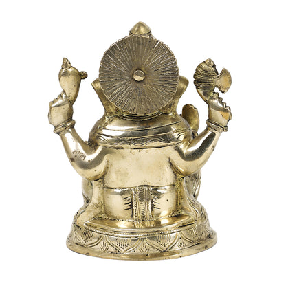 Brass Metal Handcrafted 4 Hands Lord Ganesha (4.5 x 6.2 in)