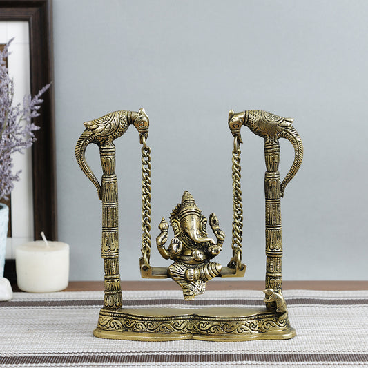 Brass Metal Handcrafted Lord Ganesha Jhula (2 x 7.6 in)