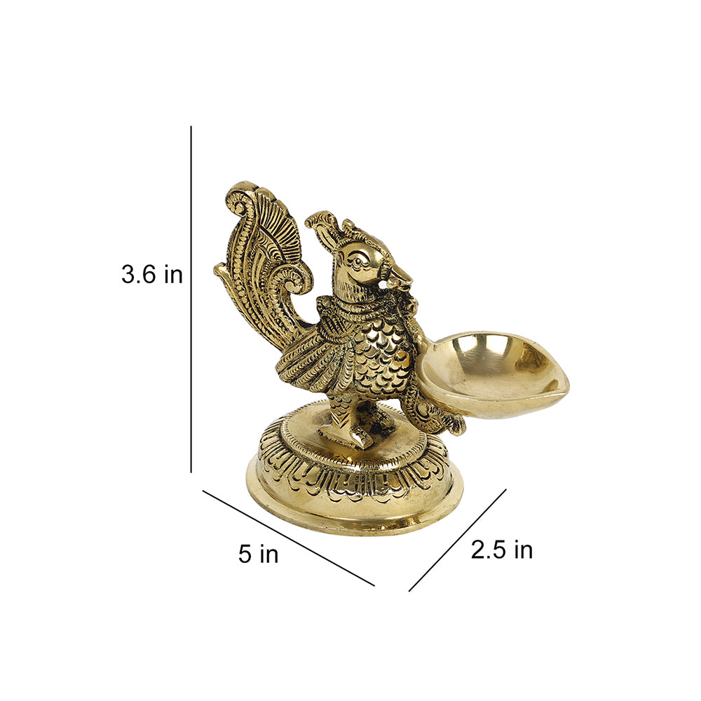 Brass Metal Handcrafted Bird Diya (5 x 2.5 in)