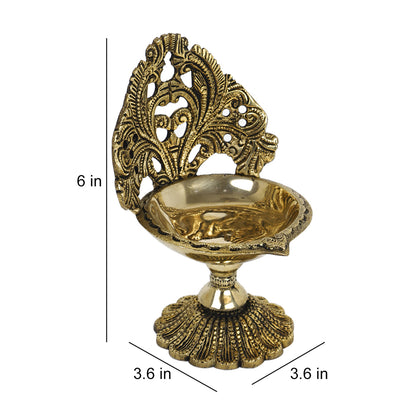 Antique Brass Metal Handcrafted Diya Lamp (3.6 x 3.6 in)