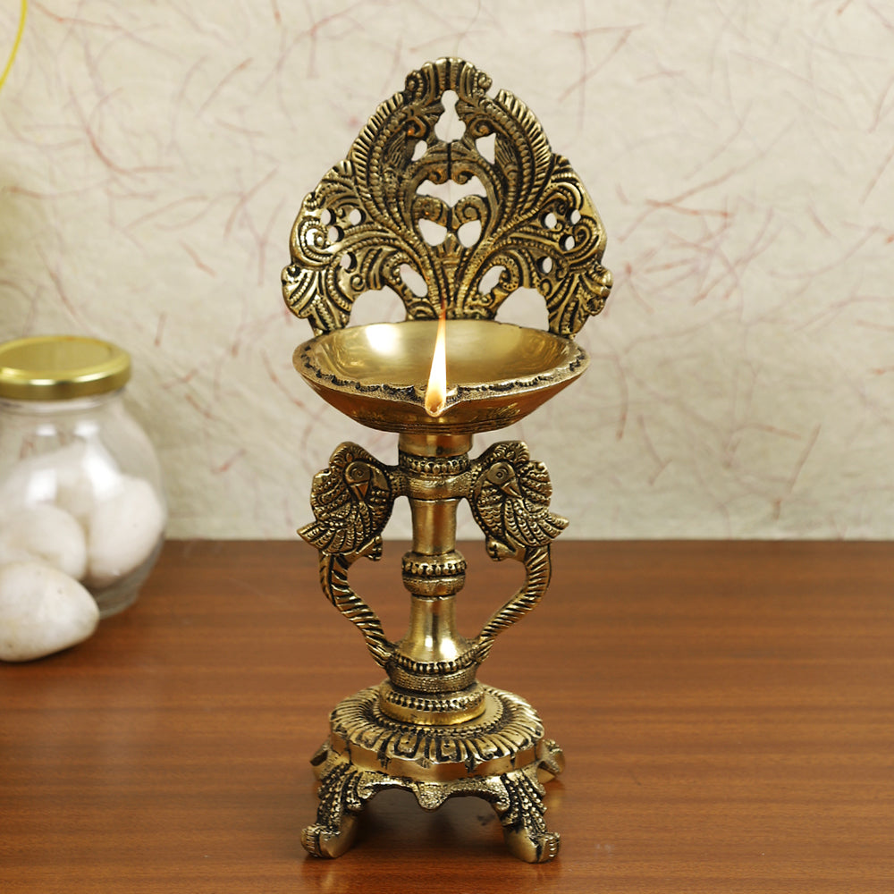Brass Metal Handcrafted Bird Lamp Diya (3.6 x 3.6 in)