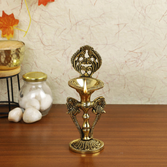 Brass Metal Handcrafted Parrot Diya Lamp (3.5 x 3 in)