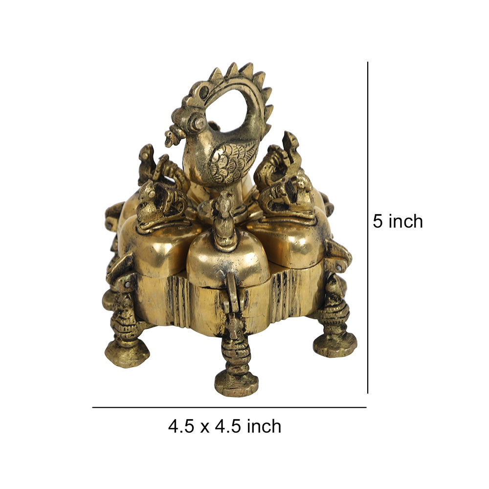 Brass Metal Handcrafted Tikka Box (4.5 x 4.5 in)