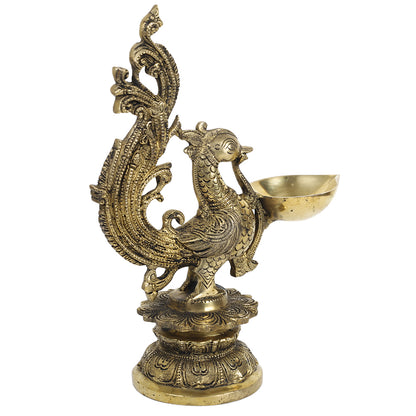 Brass Metal Handcrafted Bird Lamp Diya (9 x 4 in)