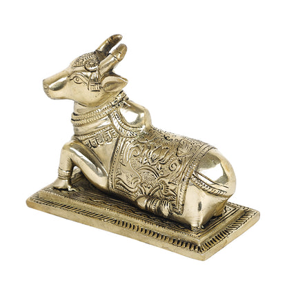 Brass Metal Handcrafted Nandi Table Top Accent (5.3 x 2.5 in)