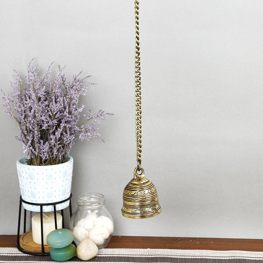 Brass Metal Handcrafted Mandir Hanging Bell (21.2 x 2.5 in)