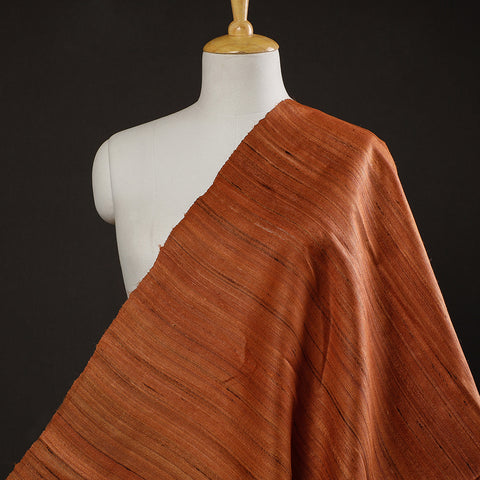 Rust Orange - Bhagalpuri Handwoven Pure Desi Tussar Silk Fabric