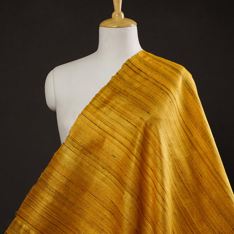 Yellow - Bhagalpuri Handwoven Pure Desi Tussar Silk Fabric