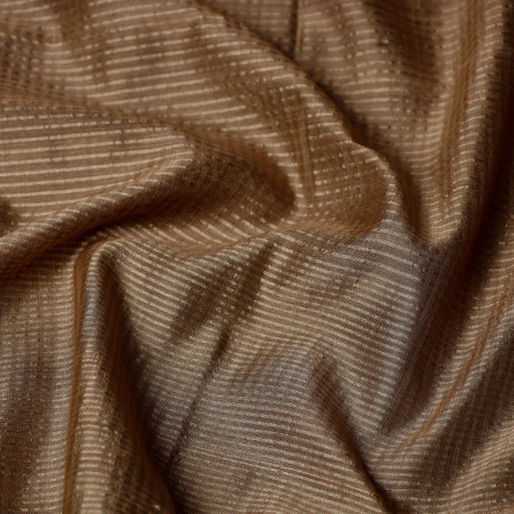 Brown - Traditional Mulberry Silk Handloom Stole with Tassels