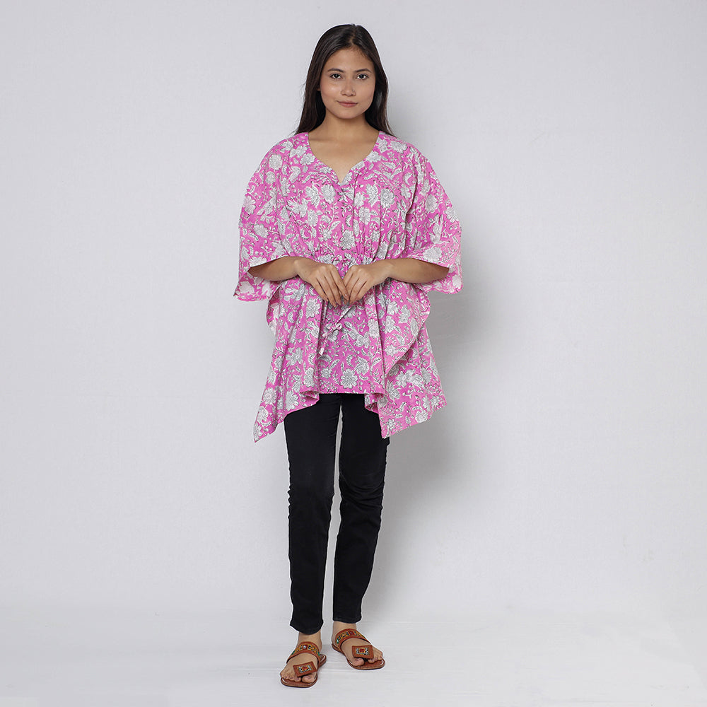 Sanganeri Block Print Cotton Kaftan (Short) 