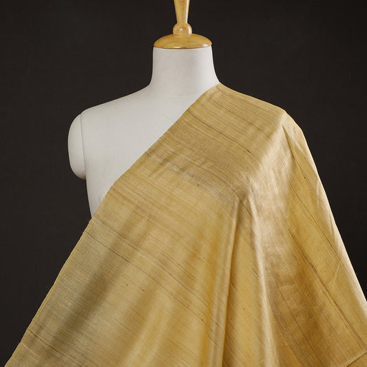Beige -  Bhagalpuri Handwoven Pure Desi Tussar Silk Fabric