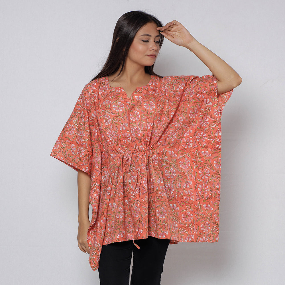 Sanganeri Block Print Cotton Kaftan (Short)