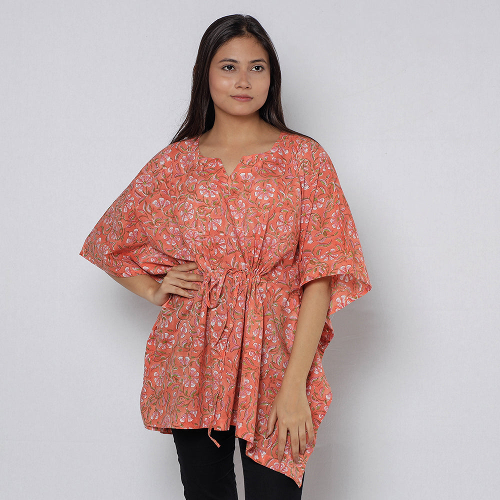 Sanganeri Block Print Cotton Kaftan (Short)