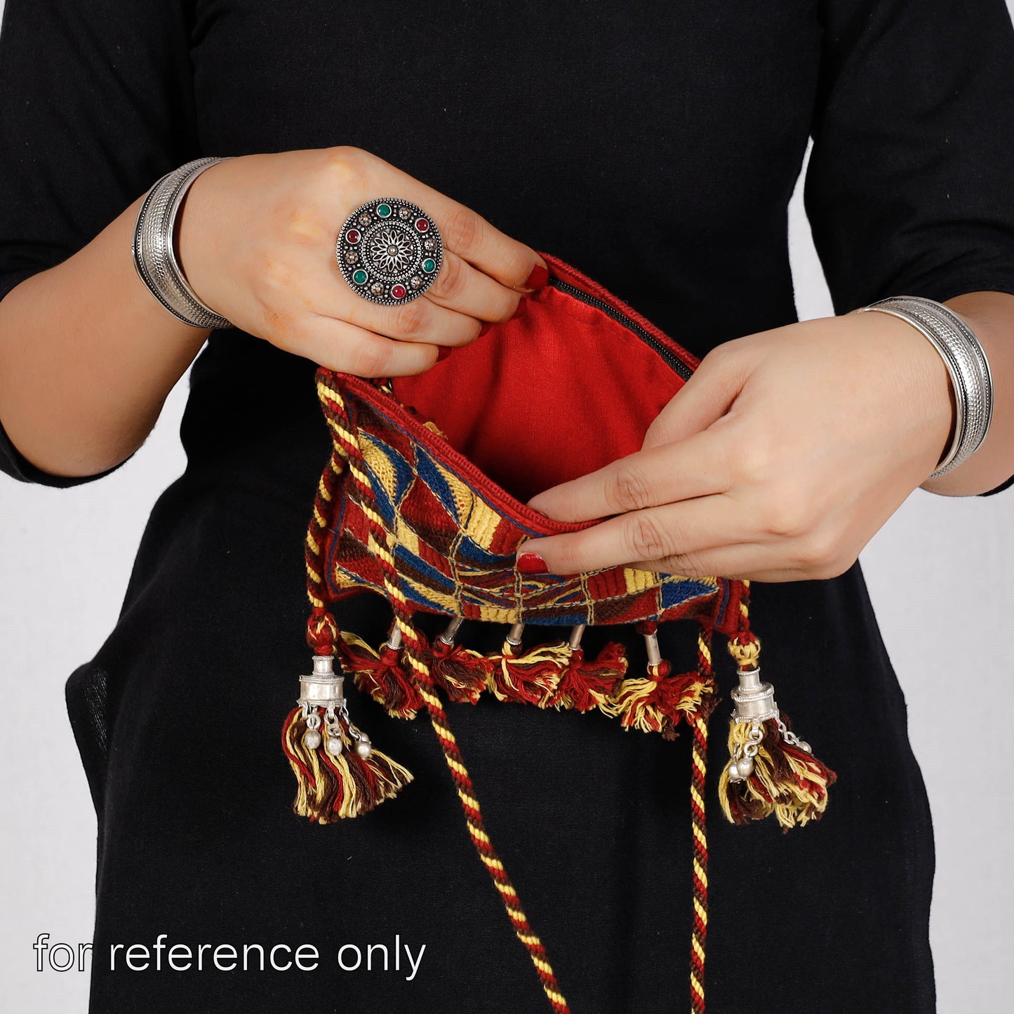 Brown - Lambani Hand Embroidery Cotton Crossbody Sling Dori Bag by Sandur Kushala Kala Kendra