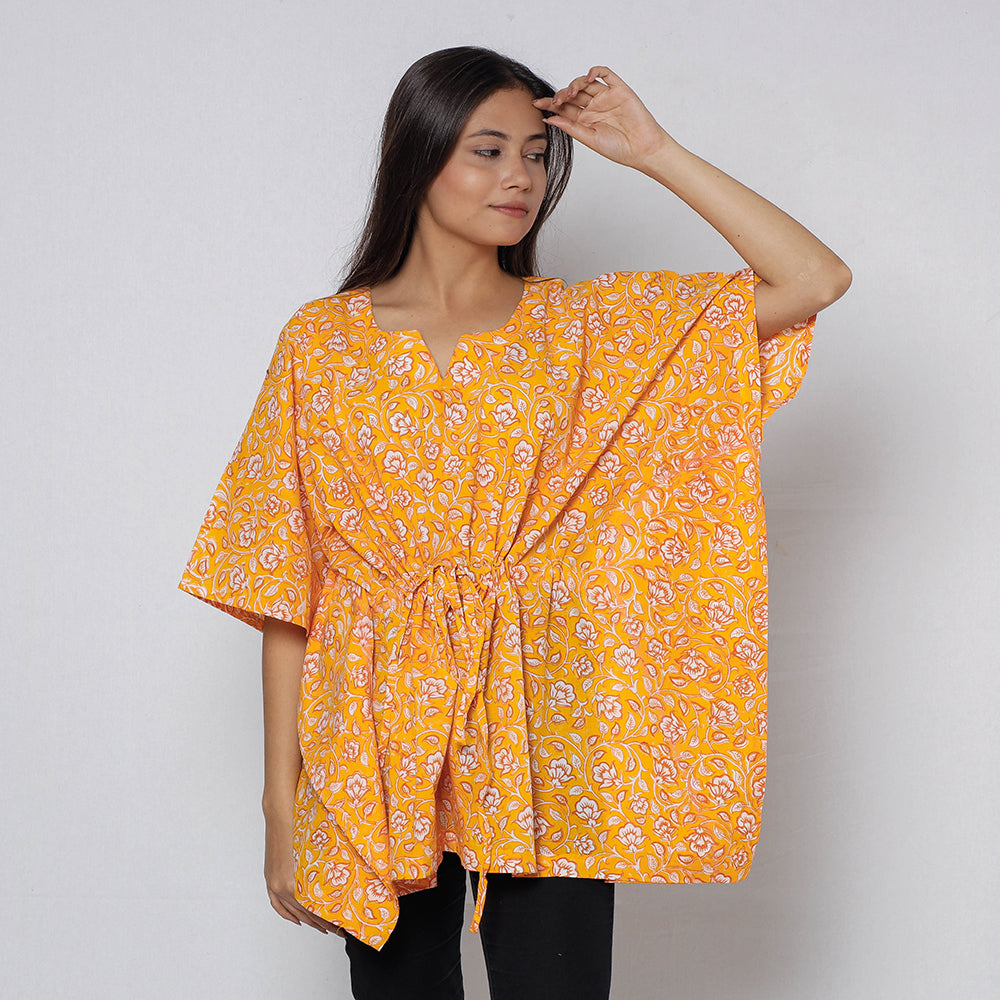 Sanganeri Block Print Cotton Kaftan (Short)