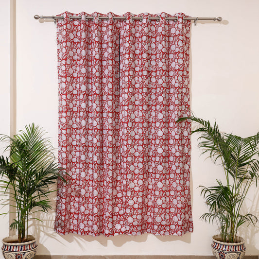 Maroon - Sanganeri Block Print Cotton Door Curtain (7 x 3.2 feet) (single piece)
