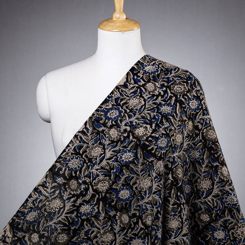 Black - Kalamkari Block Printing Natural Dyed Cotton Fabric