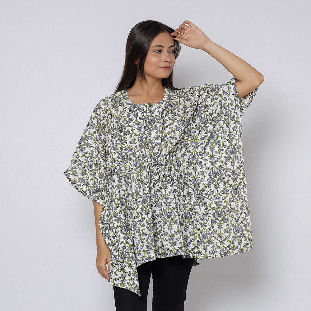 Sanganeri Block Print Cotton Kaftan (Short)