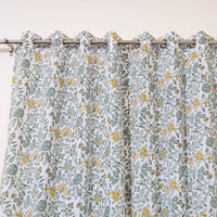 White - Sanganeri Block Print Cotton Door Curtain (7 x 3.2 feet) (single piece)