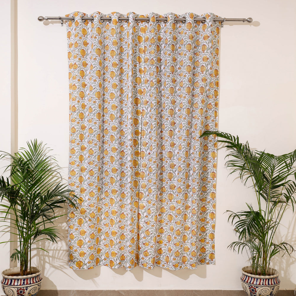 Yellow - sanganeri cotton door curtain (7 x 3.2 feet)