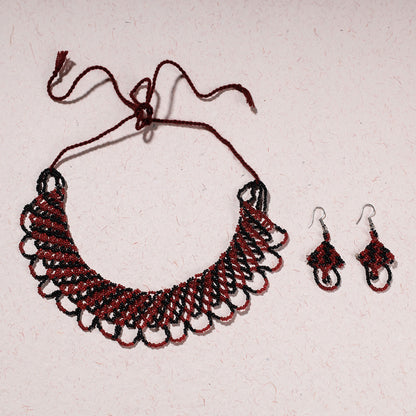 Handmade Thread & Multicolor Beadwork Jali Necklace Set