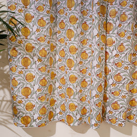 Yellow - sanganeri cotton door curtain (7 x 3.2 feet)