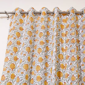 Yellow - sanganeri cotton door curtain (7 x 3.2 feet)