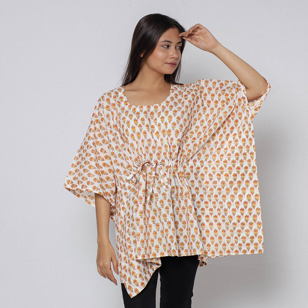 Sanganeri Block Print Cotton Kaftan (Short)