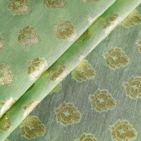 Buy Pure Banarasi Handwoven Cutwork Buti Silk Cotton Fabric Online at iTokri.com