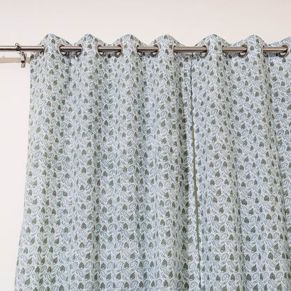Grey - Sanganeri Block Print Cotton Door Curtain (7 x 3.2 feet) (single piece)