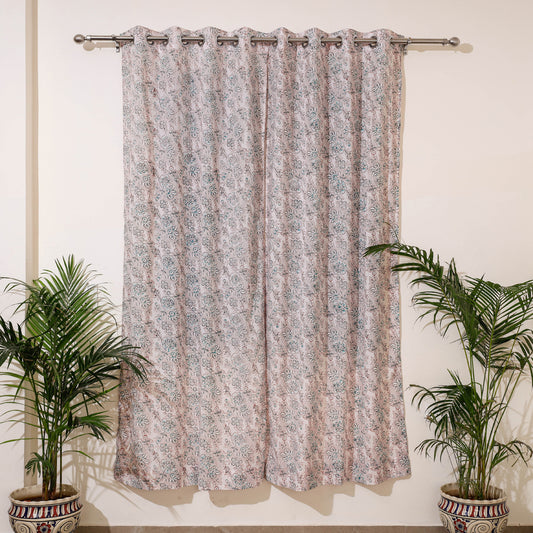 Peach - Sanganeri Block Print Cotton Door Curtain (7 x 3.2 feet) (single piece)