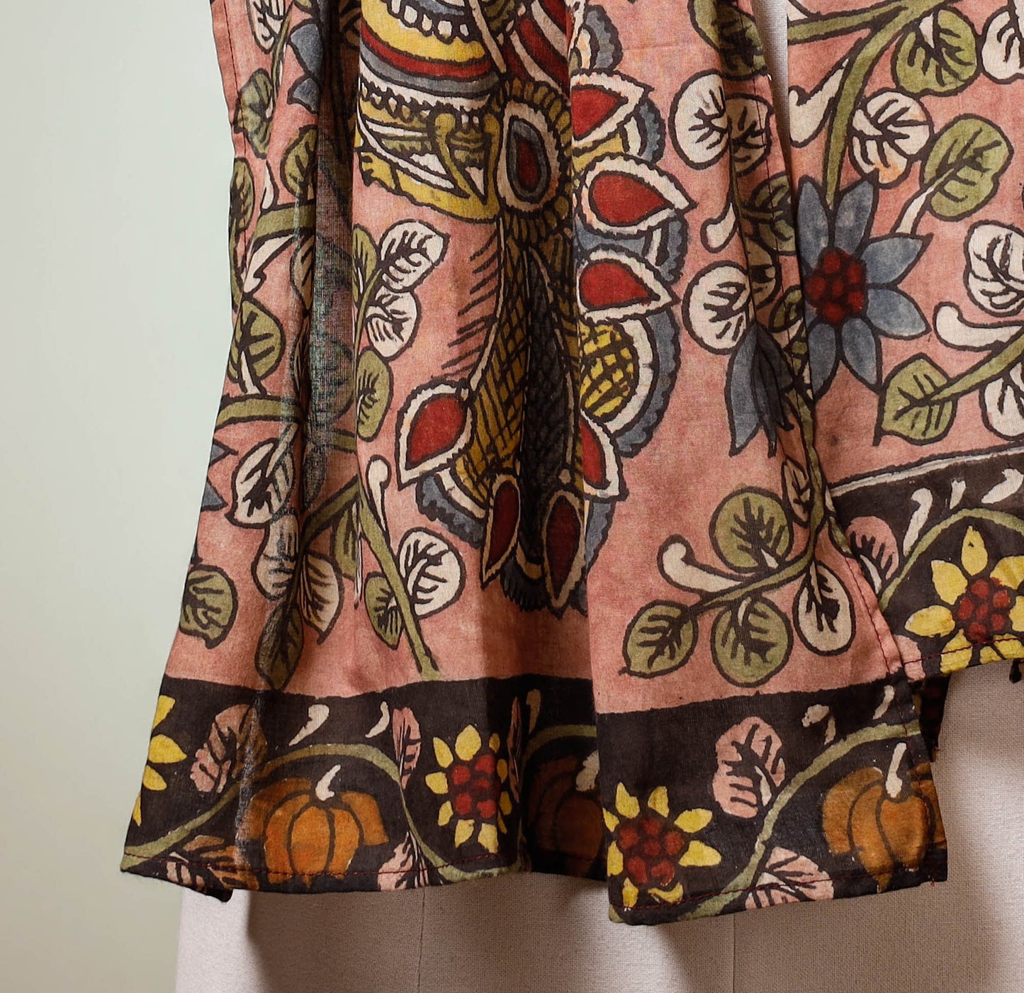 Pink - Srikalahasti Kalamkari Handpainted Pure Handloom Cotton Stole