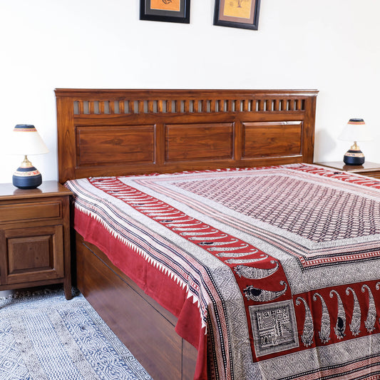 Block printed cotton bed cover