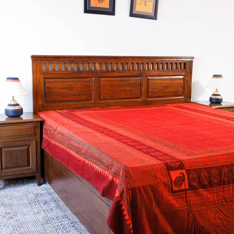  Bagh Block Printed Natural Dyed Pure Cotton Double Bed Cover 