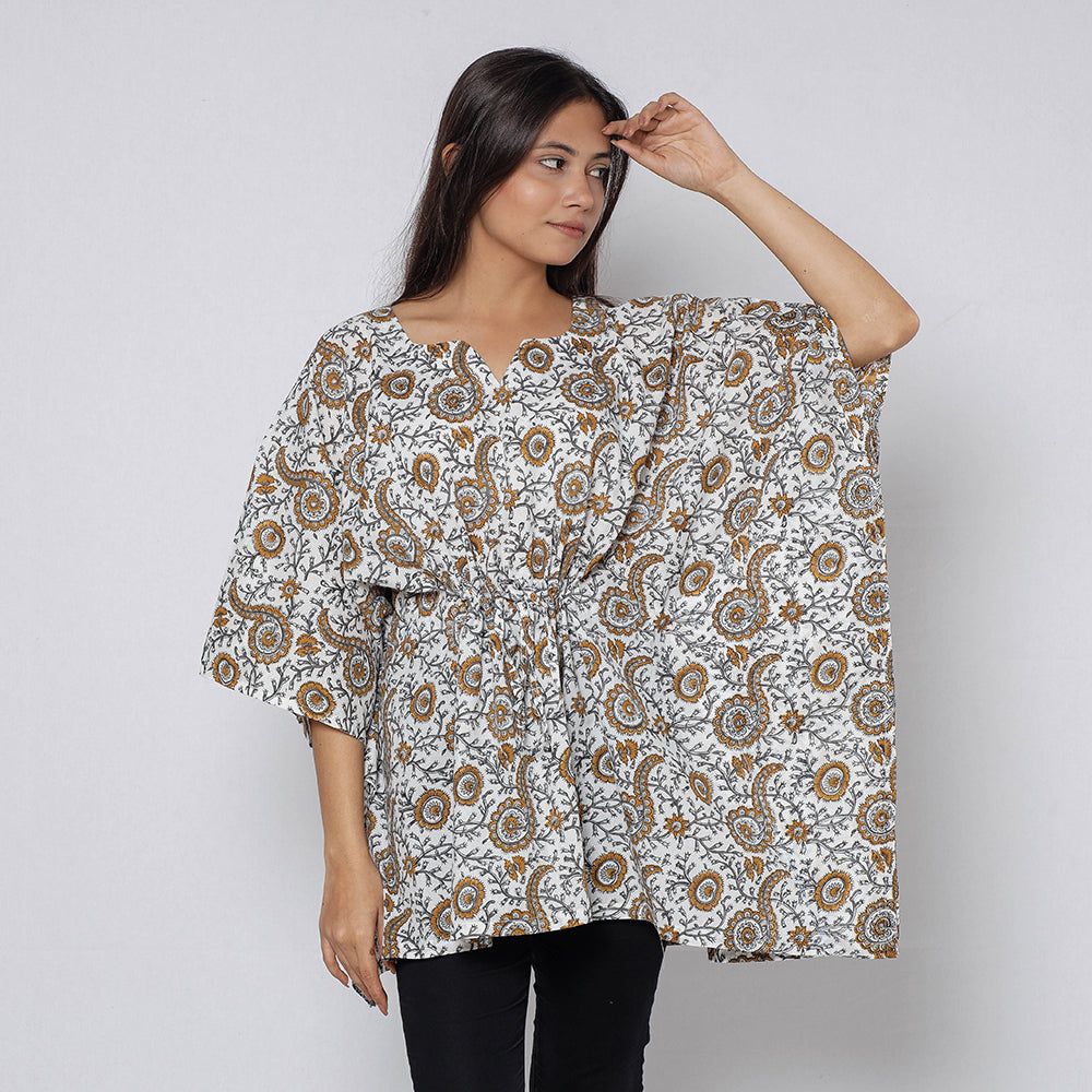 Sanganeri Block Print Cotton Kaftan (Short)