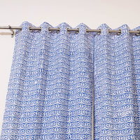 Blue - Sanganeri Block Print Cotton Door Curtain (7 x 3.2 feet) (single piece)